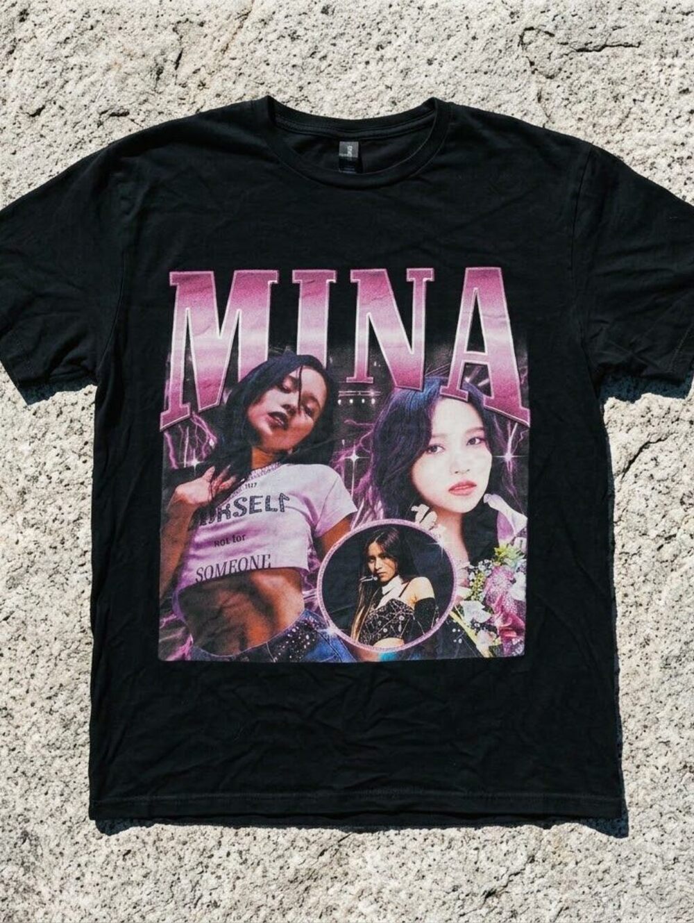 Twice Mina K-Pop Black Fan Shirt Bootleg Rap Tee Style Graphic Merch L